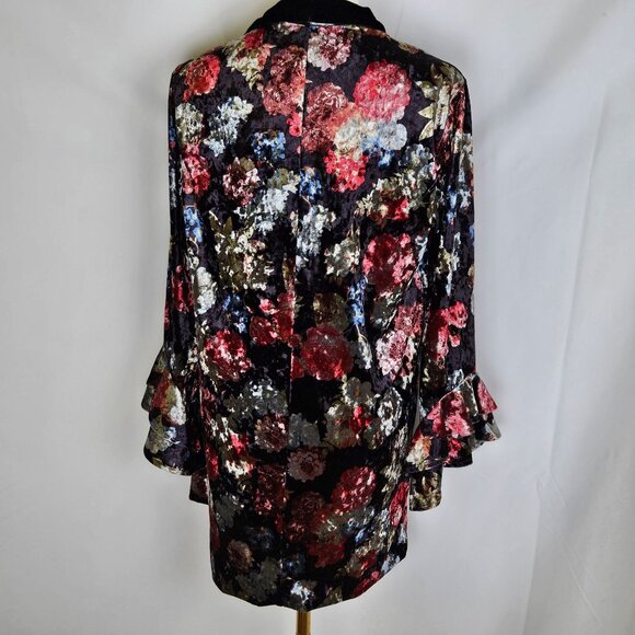 BCBGeneration Crushed Floral Velvet Open Cardigan Sz Small Junior Boho - Picture 4 of 12